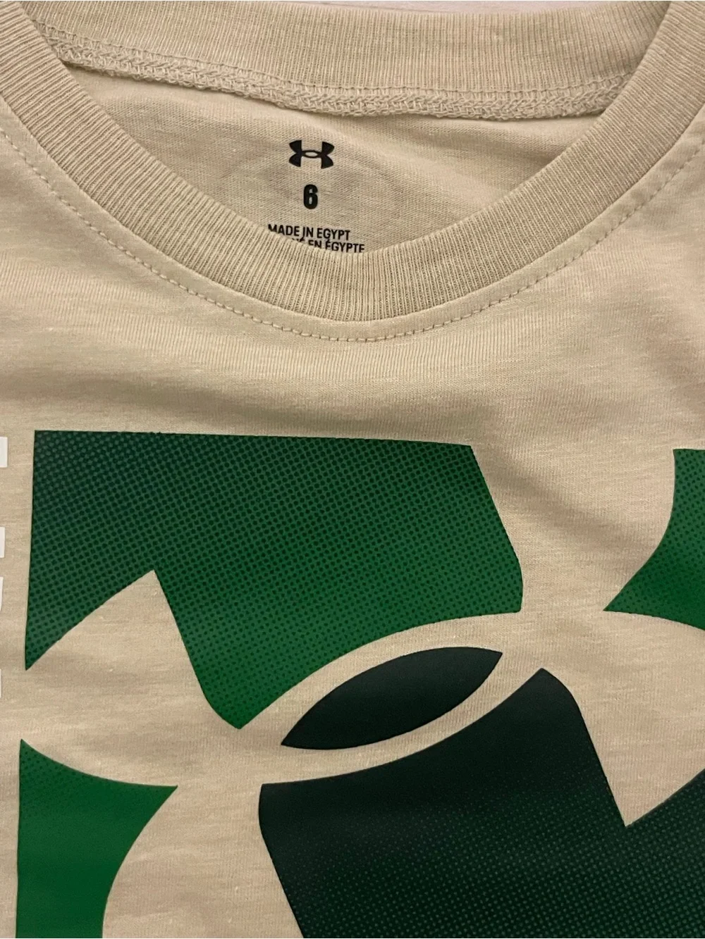 Under Armour Beige Tee with Green Logo and Black Shorts Set